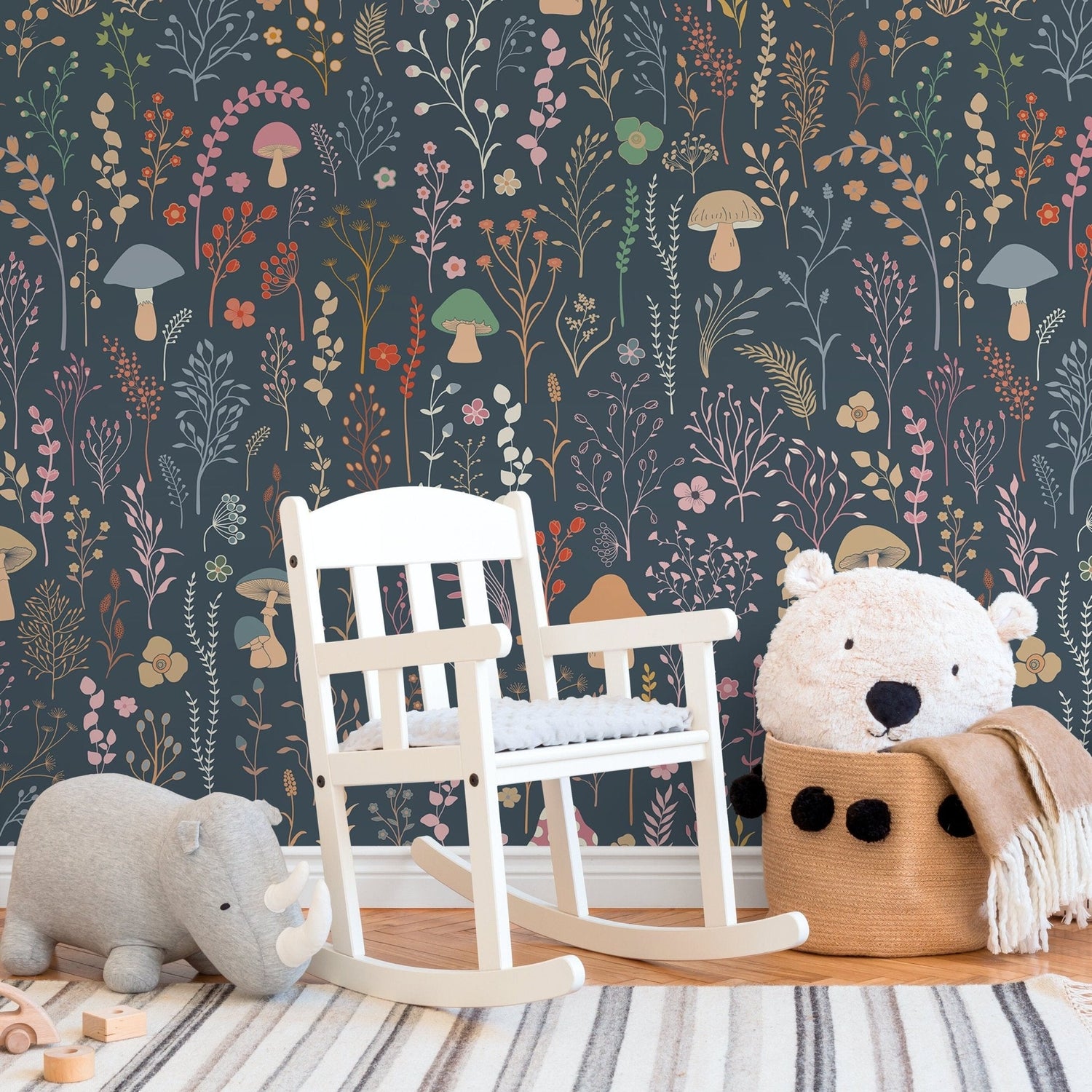 Floral Garden Wallpaper Fun Mushroom Wallpaper Peel and Stick and Traditional Wallpaper - D910 - WallTrend