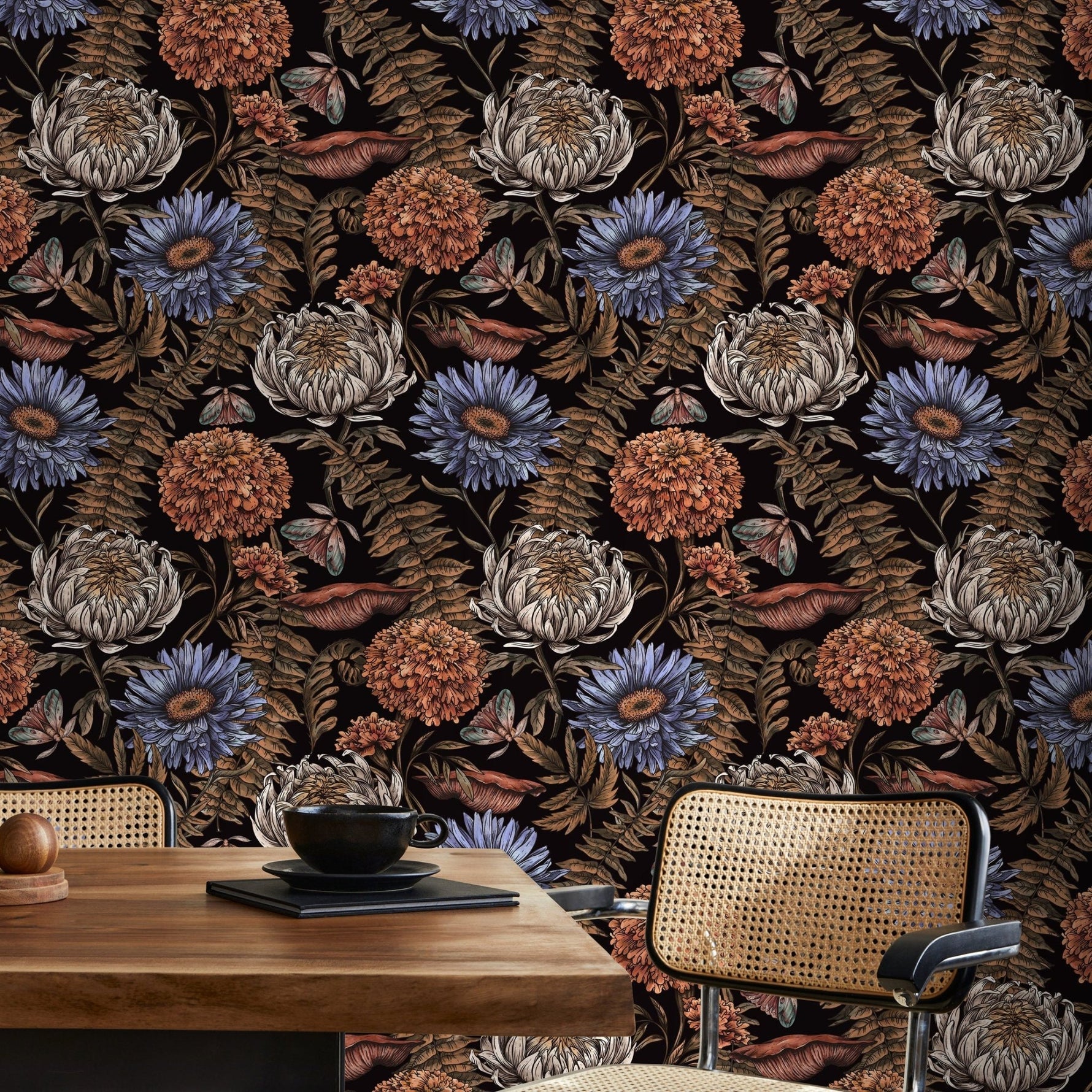 Floral Garden Wallpaper Peonny and Butterflies Wallpaper Peel and Stick and Traditional Wallpaper - D822 - WallTrend