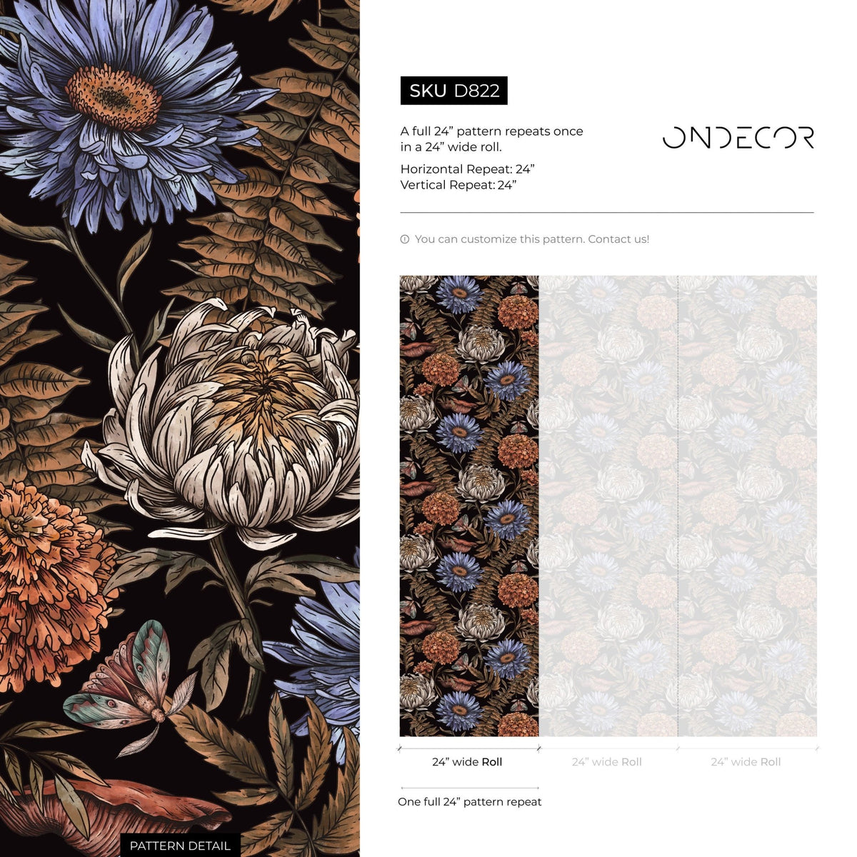 Floral Garden Wallpaper Peonny and Butterflies Wallpaper Peel and Stick and Traditional Wallpaper - D822 - WallTrend