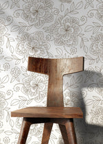 Floral Line Art Wallpaper - C962 - WallTrend