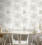 Floral Line Art Wallpaper - C962 - WallTrend