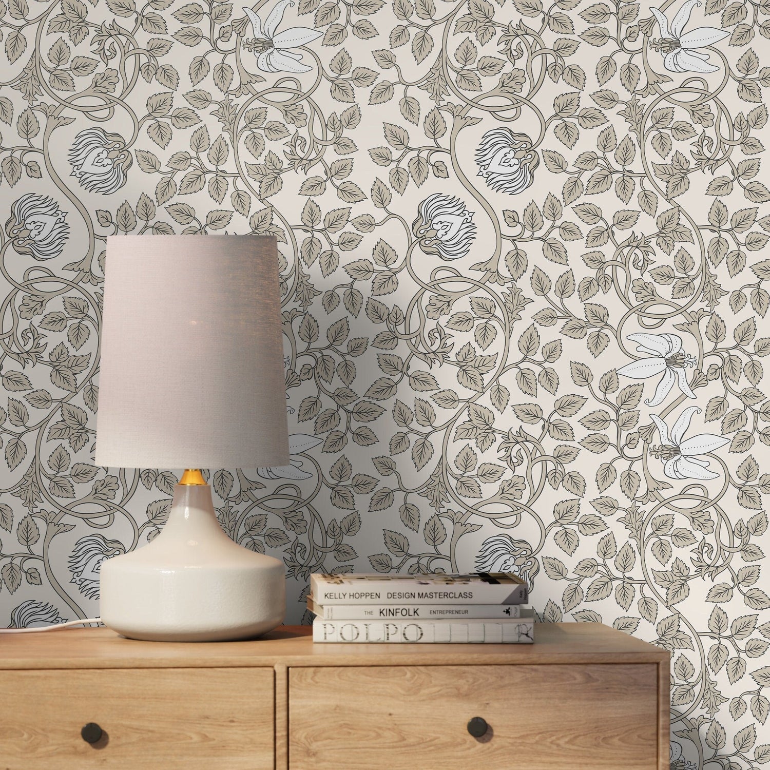 Floral Lion Motif Wallpaper - D507 - WallTrend