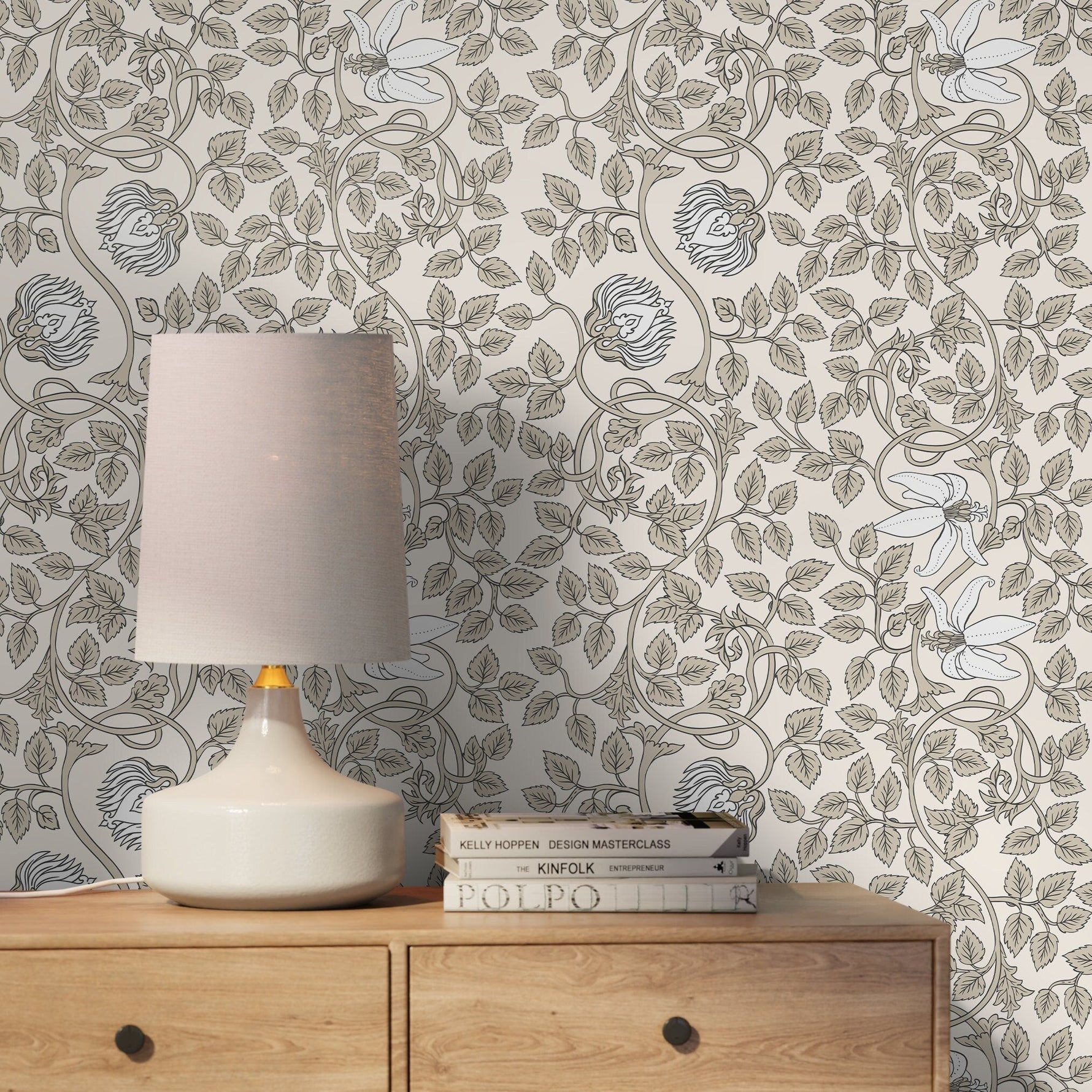 Floral Lion Motif Wallpaper - D507 - WallTrend