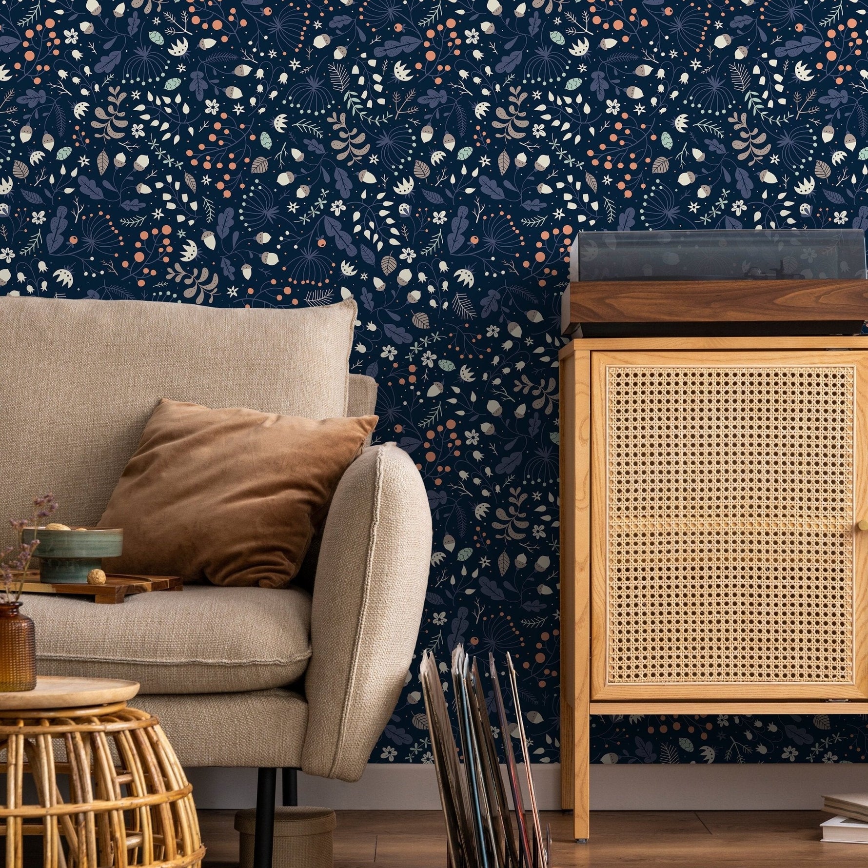 Floral Midnight Fantasy Wallpaper - A948 - WallTrend