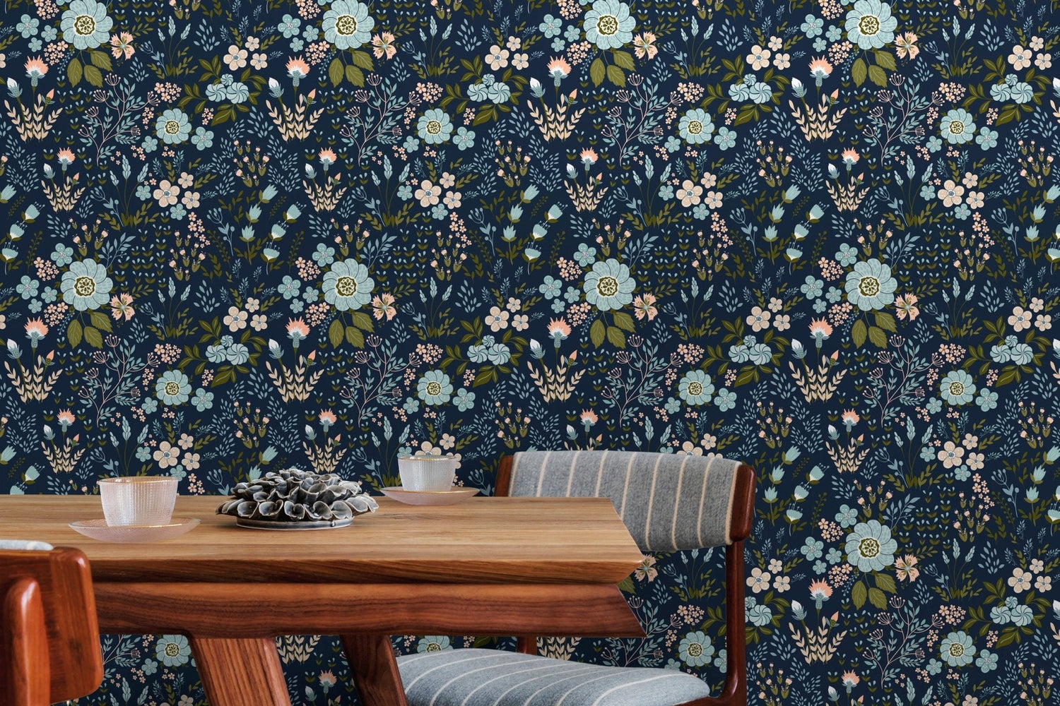 Floral Midnight Garden Wallpaper - B582 - WallTrend