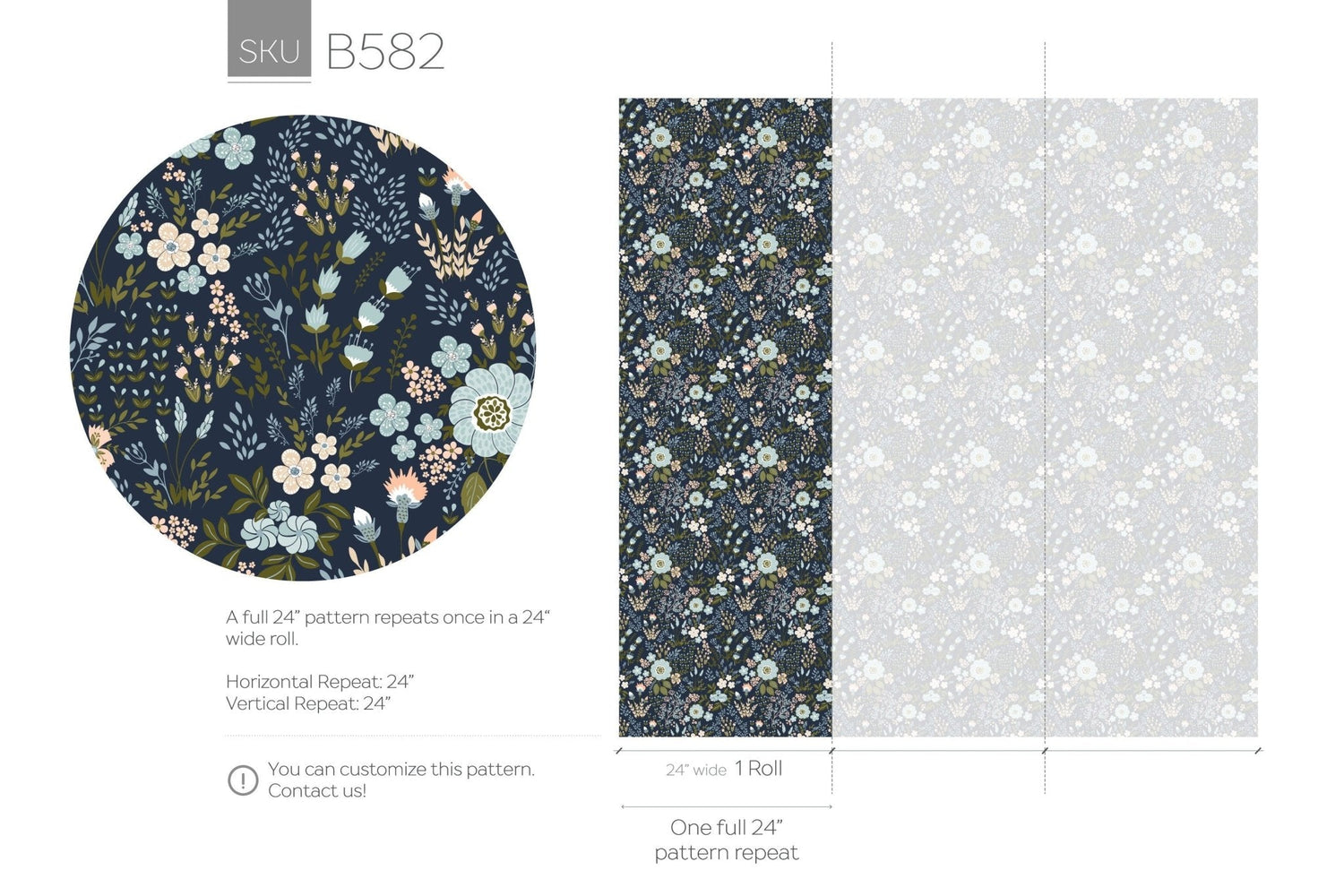 Floral Midnight Garden Wallpaper - B582 - WallTrend