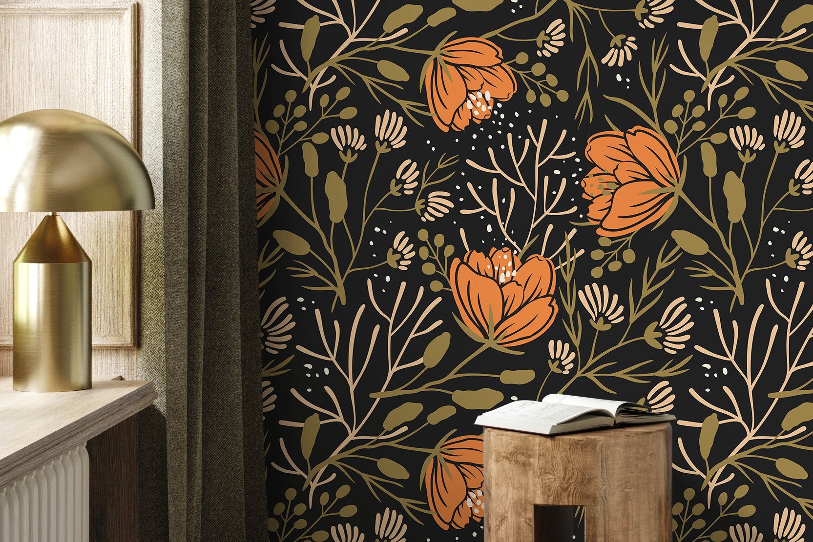 Floral Midnight Garden Wallpaper - D153 - WallTrend