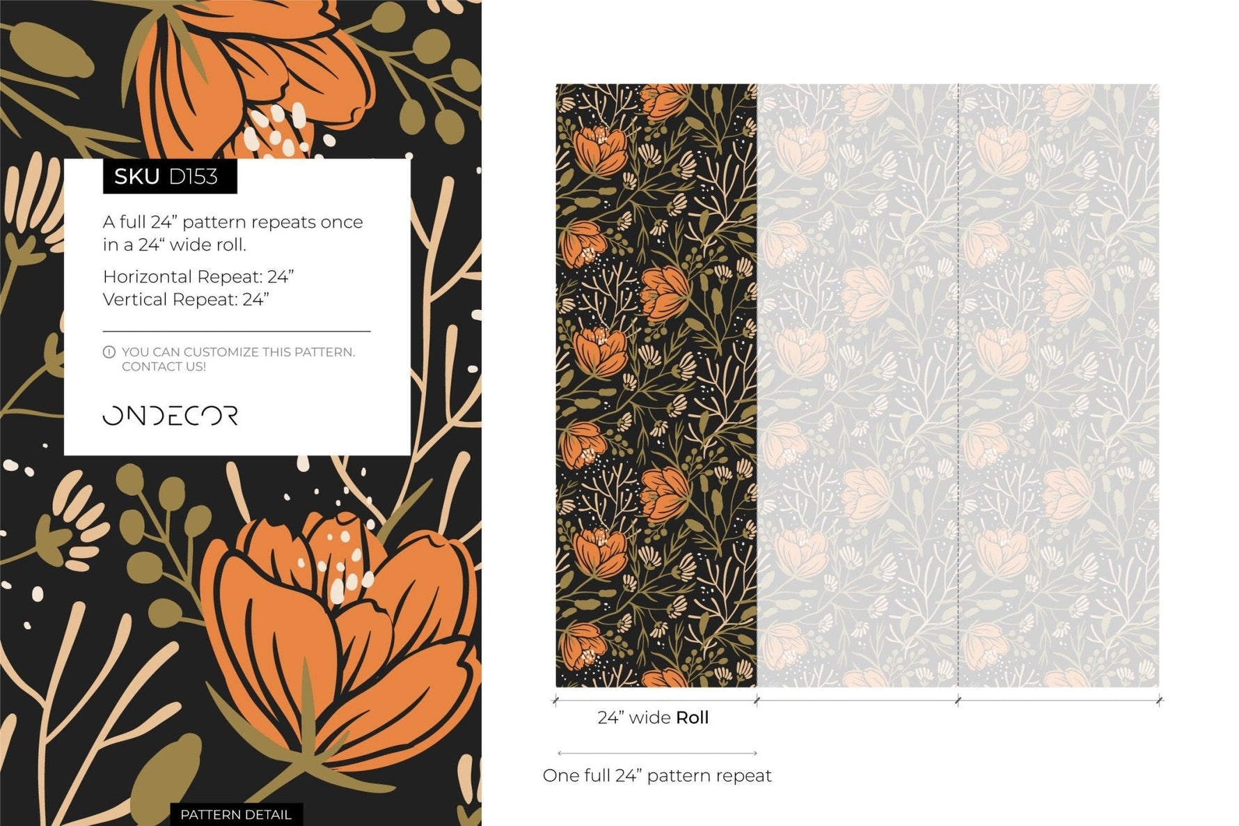 Floral Midnight Garden Wallpaper - D153 - WallTrend