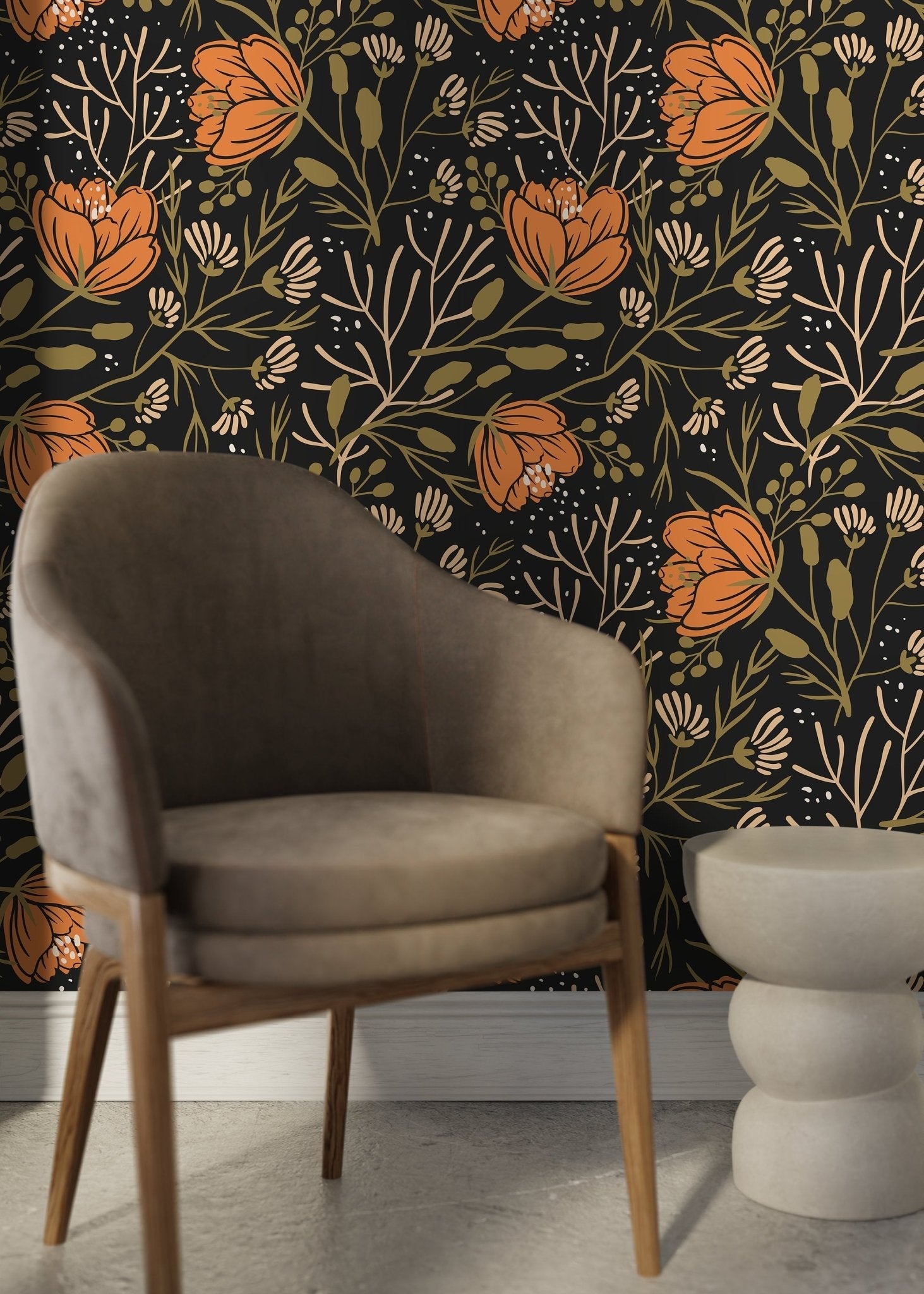 Floral Midnight Garden Wallpaper - D153 - WallTrend