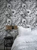 Floral Monochrome Elegance Wallpaper - B617 - WallTrend