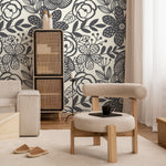 Floral Monochrome Harmony Wallpaper - A624 - WallTrend