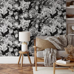Floral Monochrome Wallpaper - B045 - WallTrend