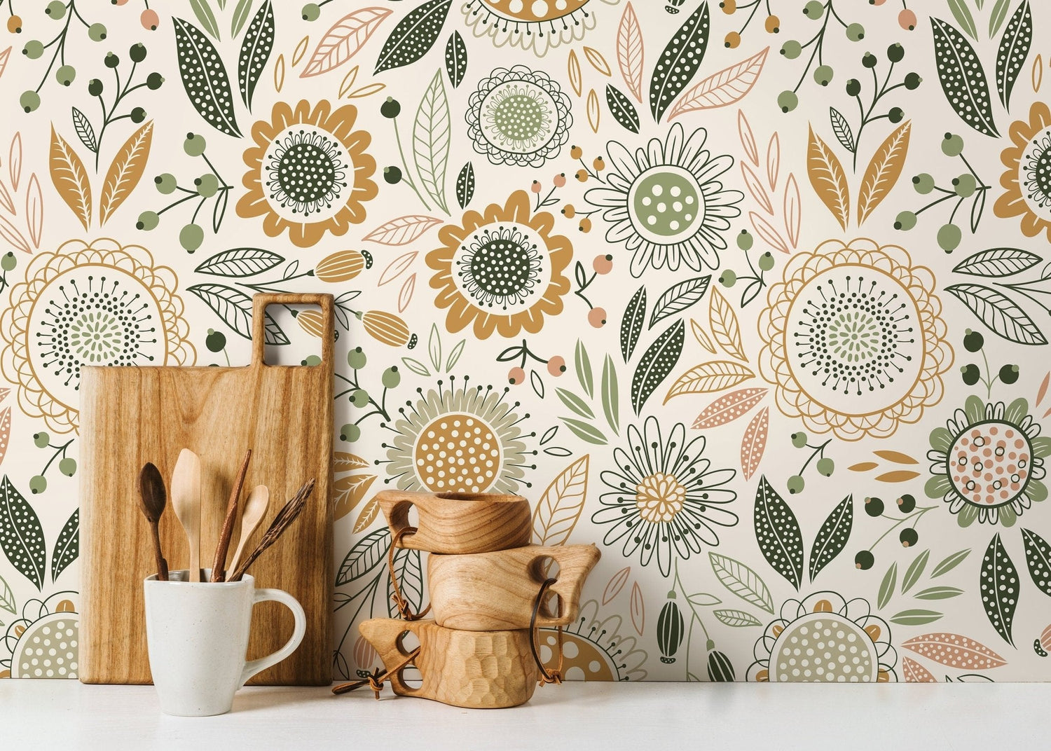 Floral Nature Medley Wallpaper - D284 - WallTrend
