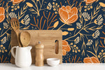 Floral Navy Elegance Wallpaper - D152 - WallTrend