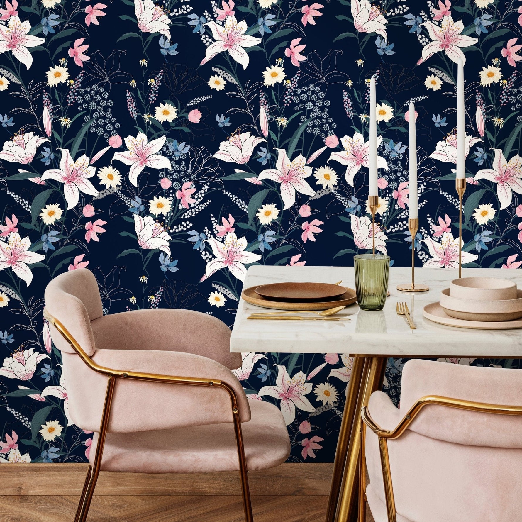 Floral Night Garden Wallpaper - A563 - WallTrend