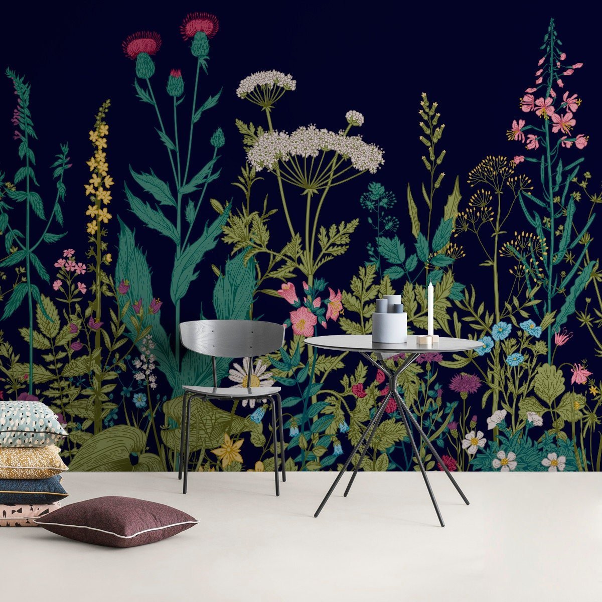 Floral Night Garden Wallpaper - C039 - WallTrend