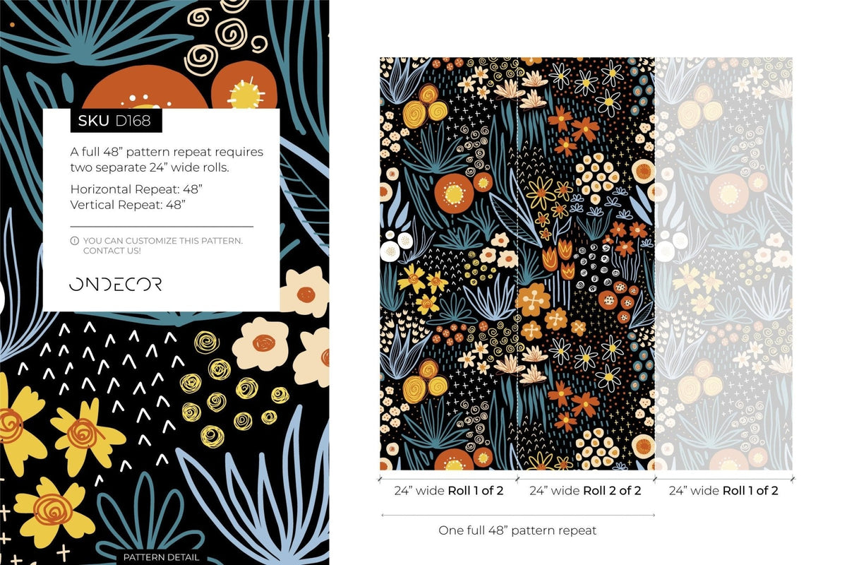 Floral Night Garden Wallpaper - D168 - WallTrend
