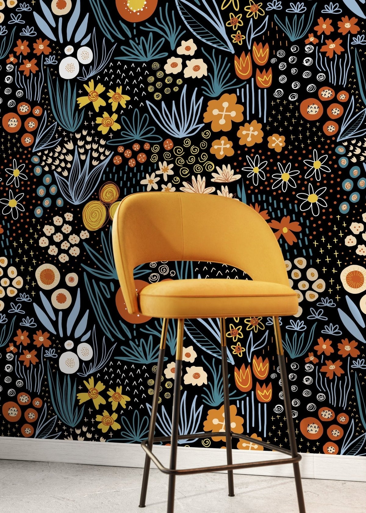 Floral Night Garden Wallpaper - D168 - WallTrend