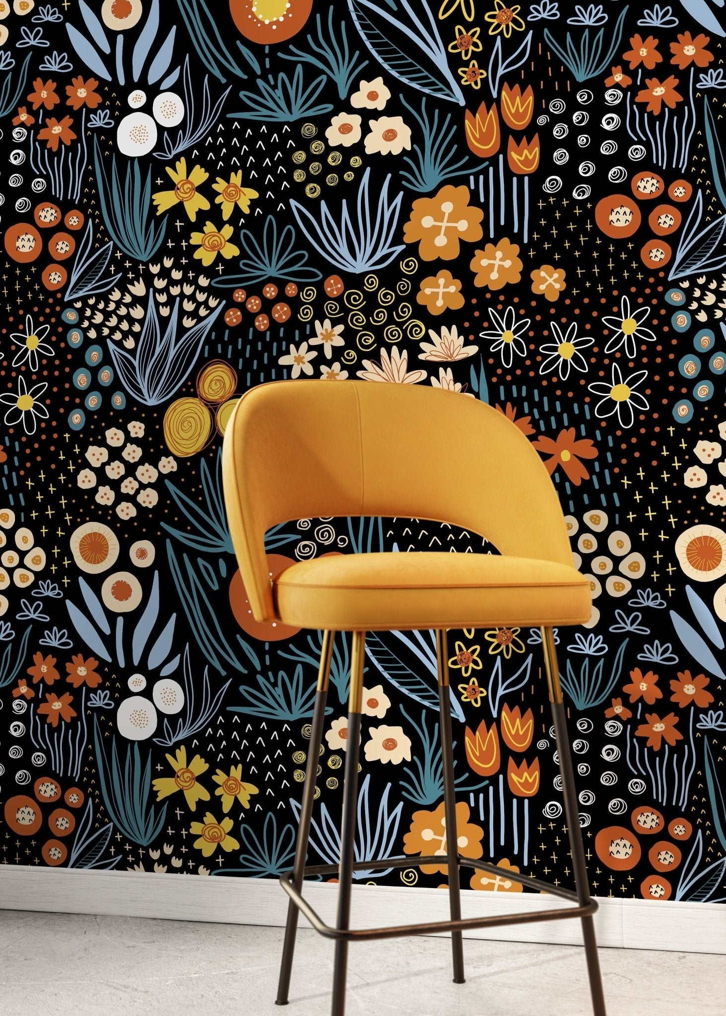 Floral Night Garden Wallpaper - D168 - WallTrend