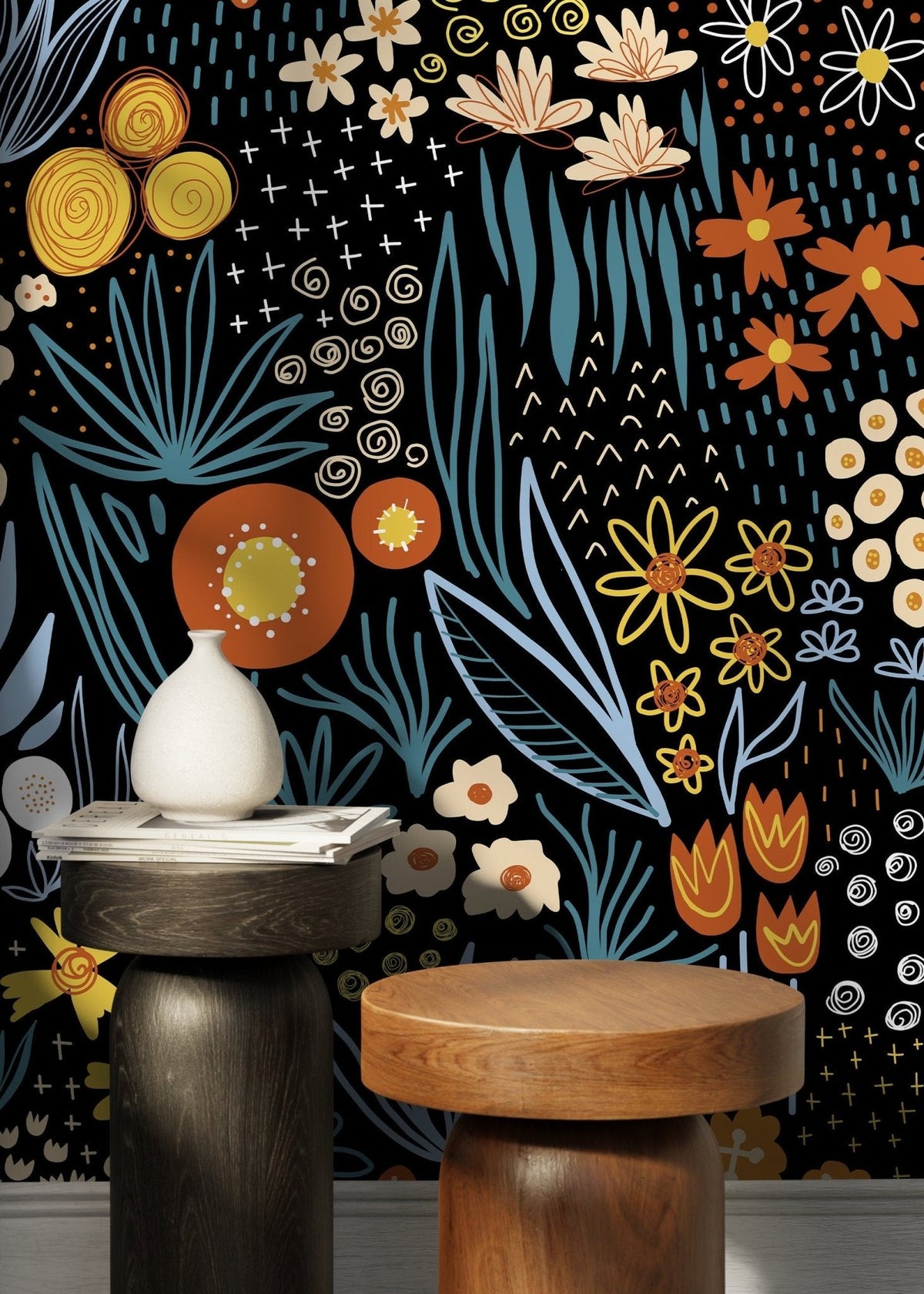 Floral Night Garden Wallpaper - D168 - WallTrend