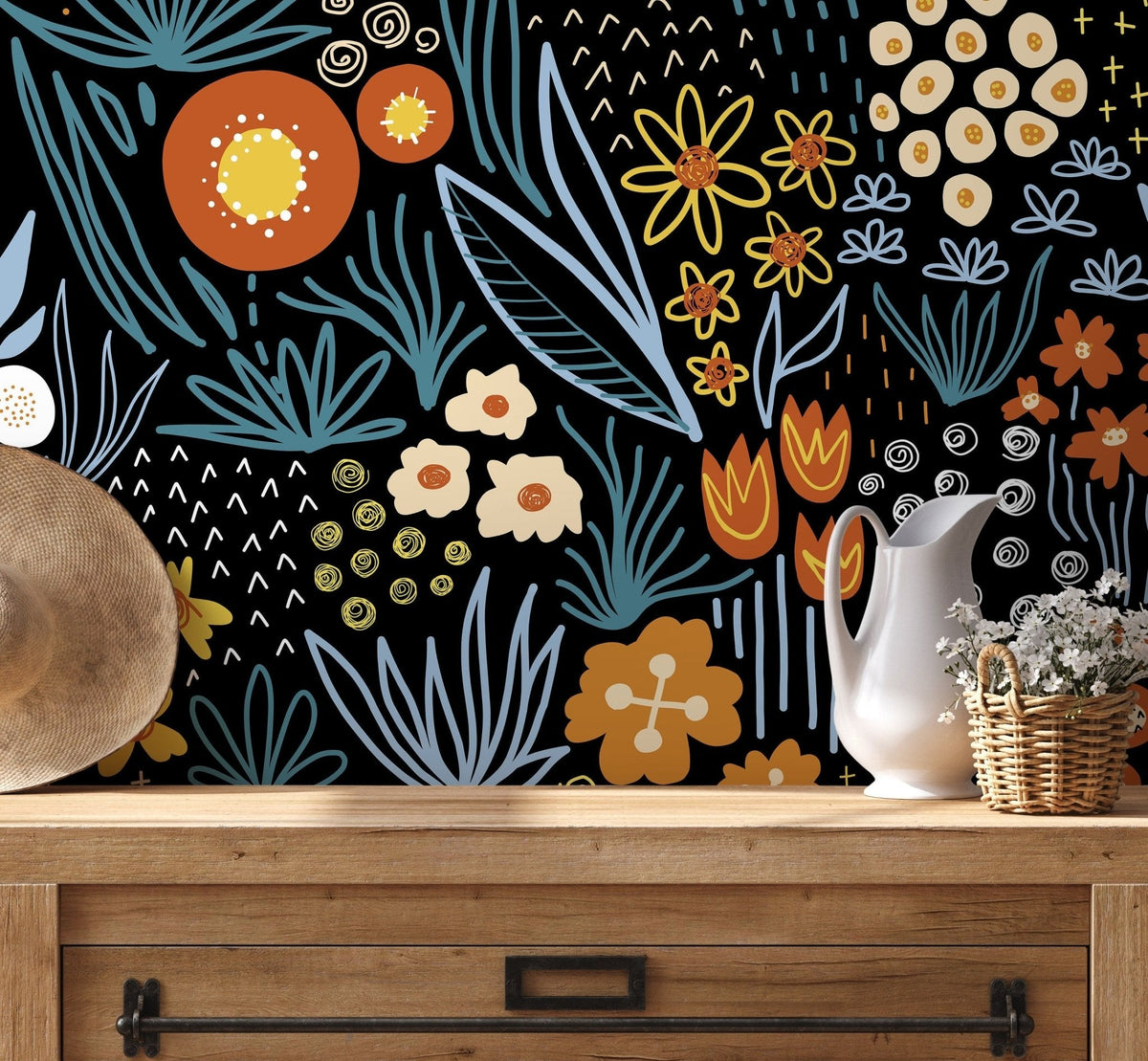 Floral Night Garden Wallpaper - D168 - WallTrend