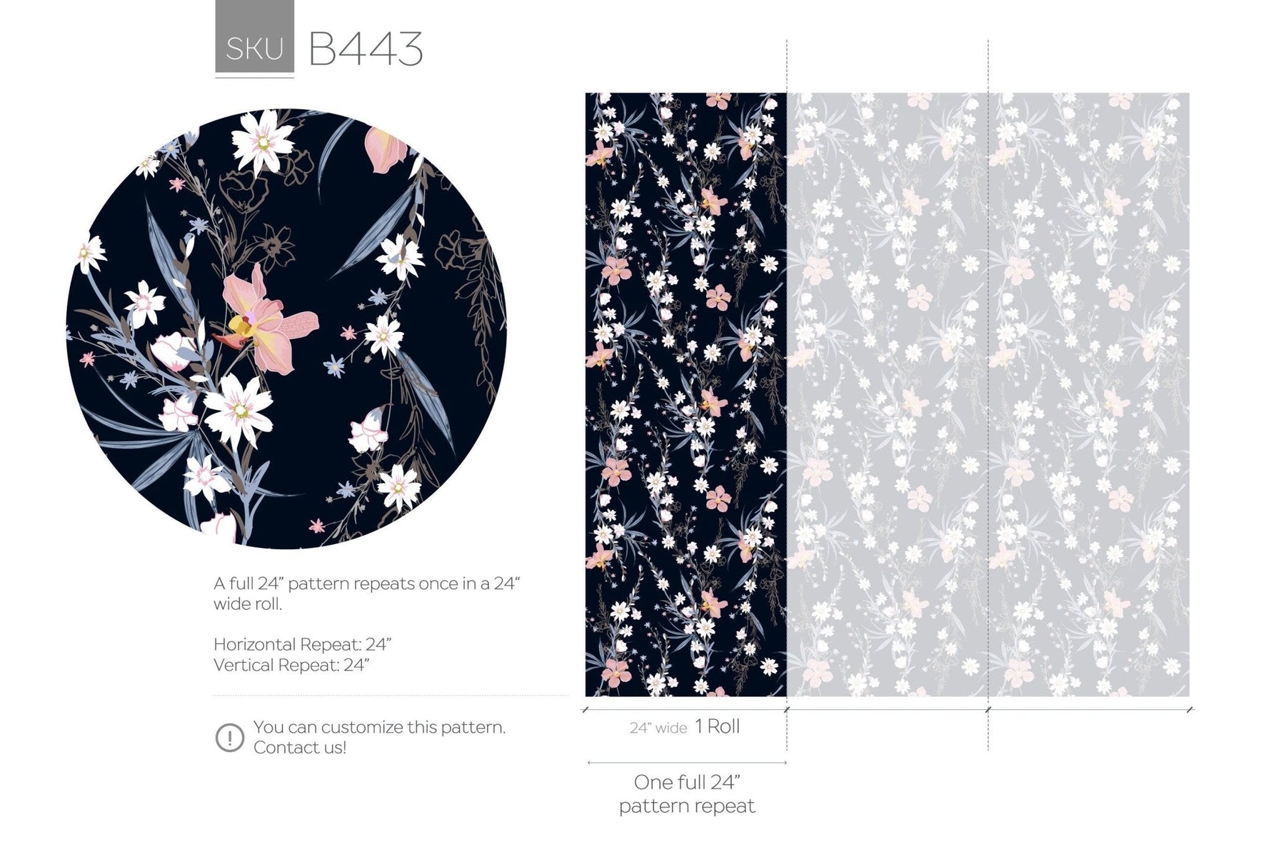 Floral Nocturne Wallpaper - B443 - WallTrend