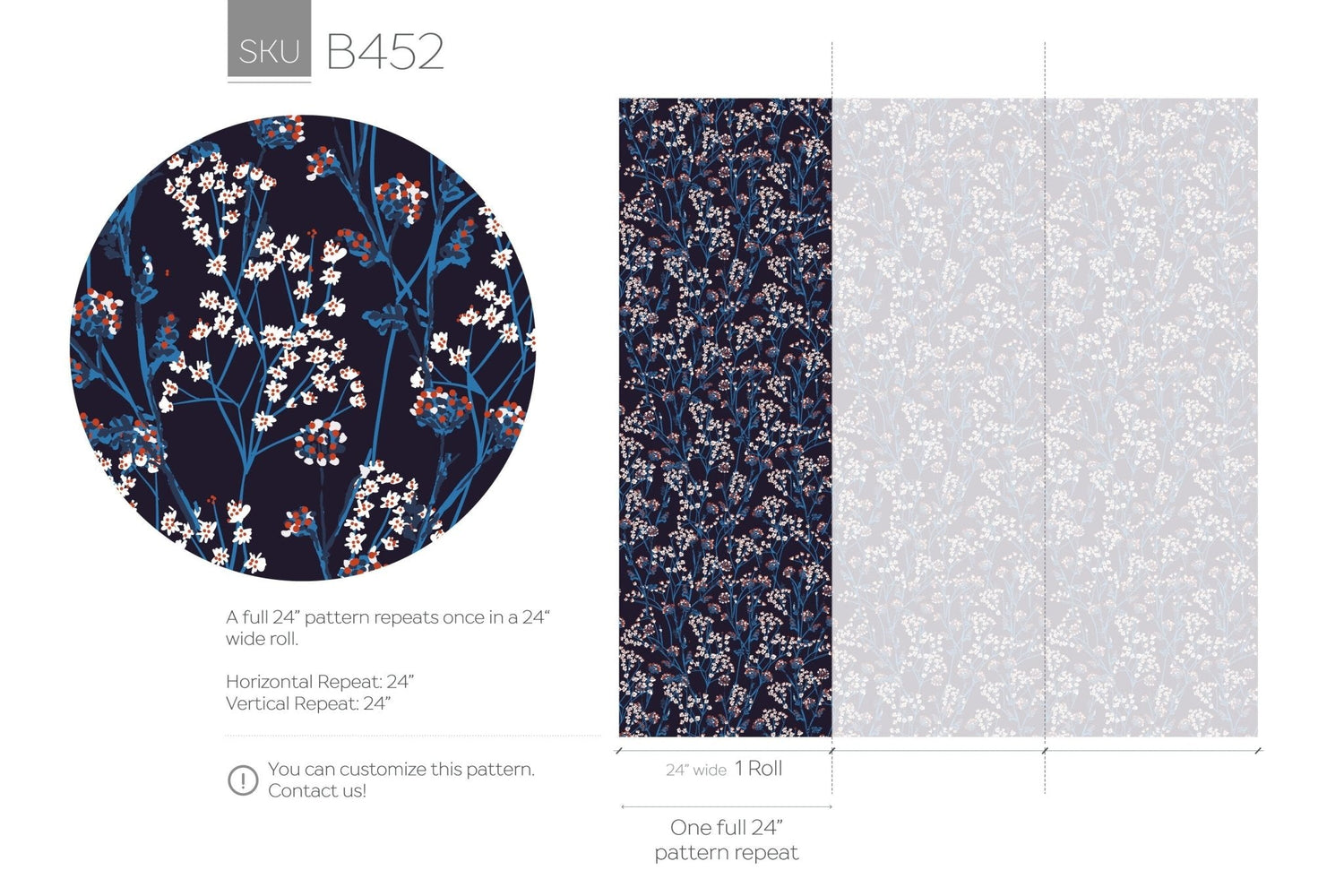 Floral Nocturne Wallpaper - B452 - WallTrend