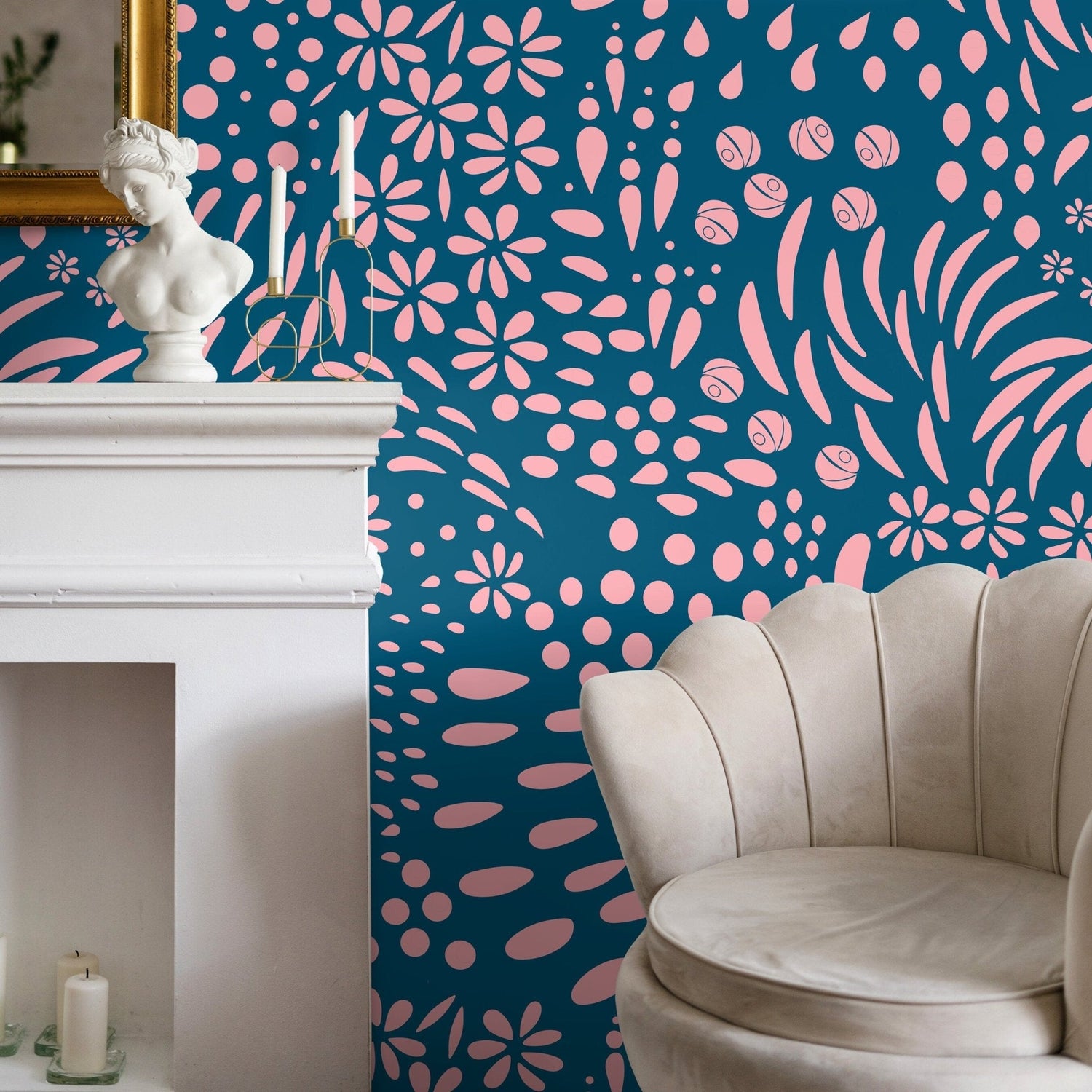 Floral Ocean Harmony Wallpaper - A887 - WallTrend