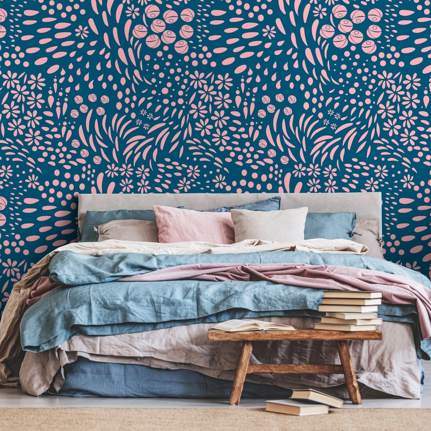 Floral Ocean Harmony Wallpaper - A887 - WallTrend