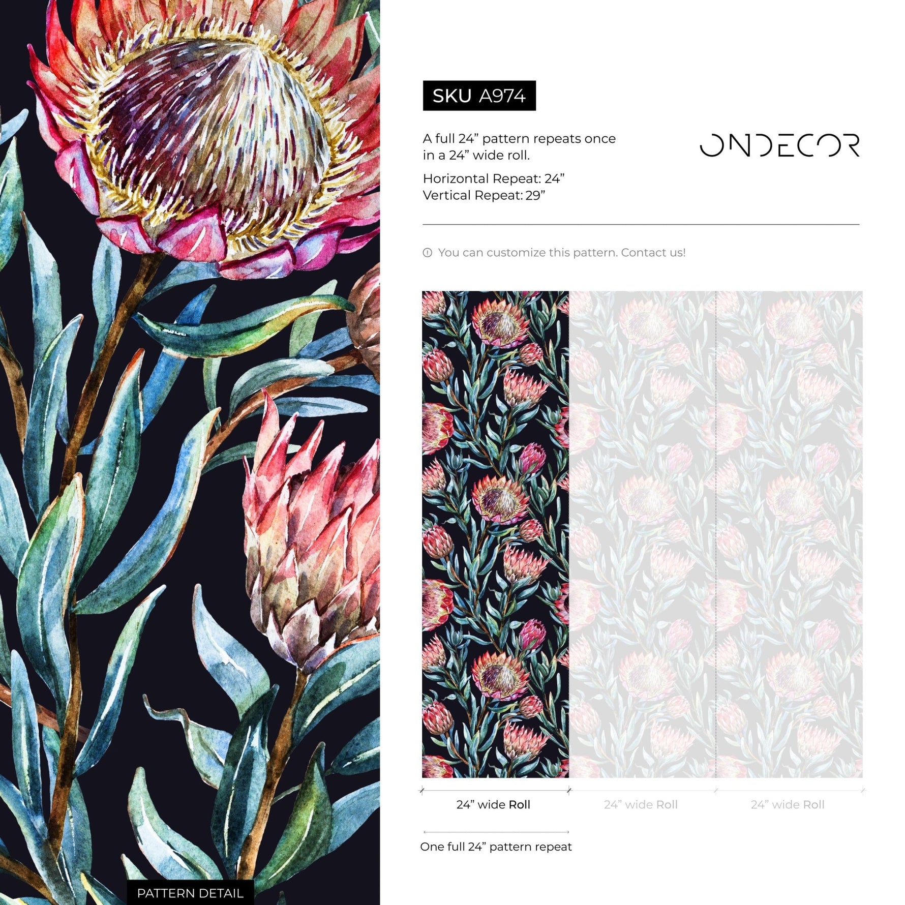 Floral Protea Elegance Wallpaper - A974 - WallTrend