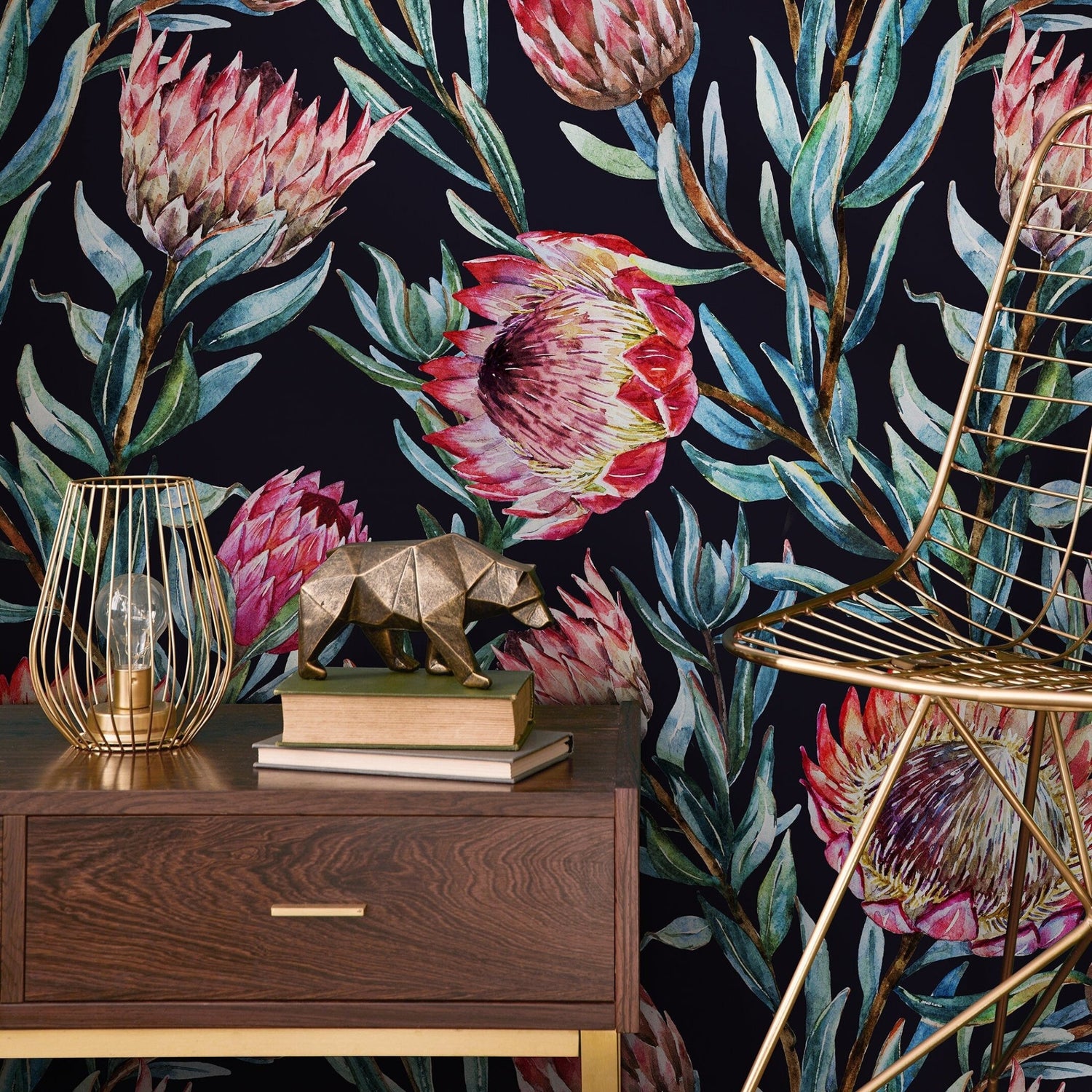 Floral Protea Elegance Wallpaper - A974 - WallTrend