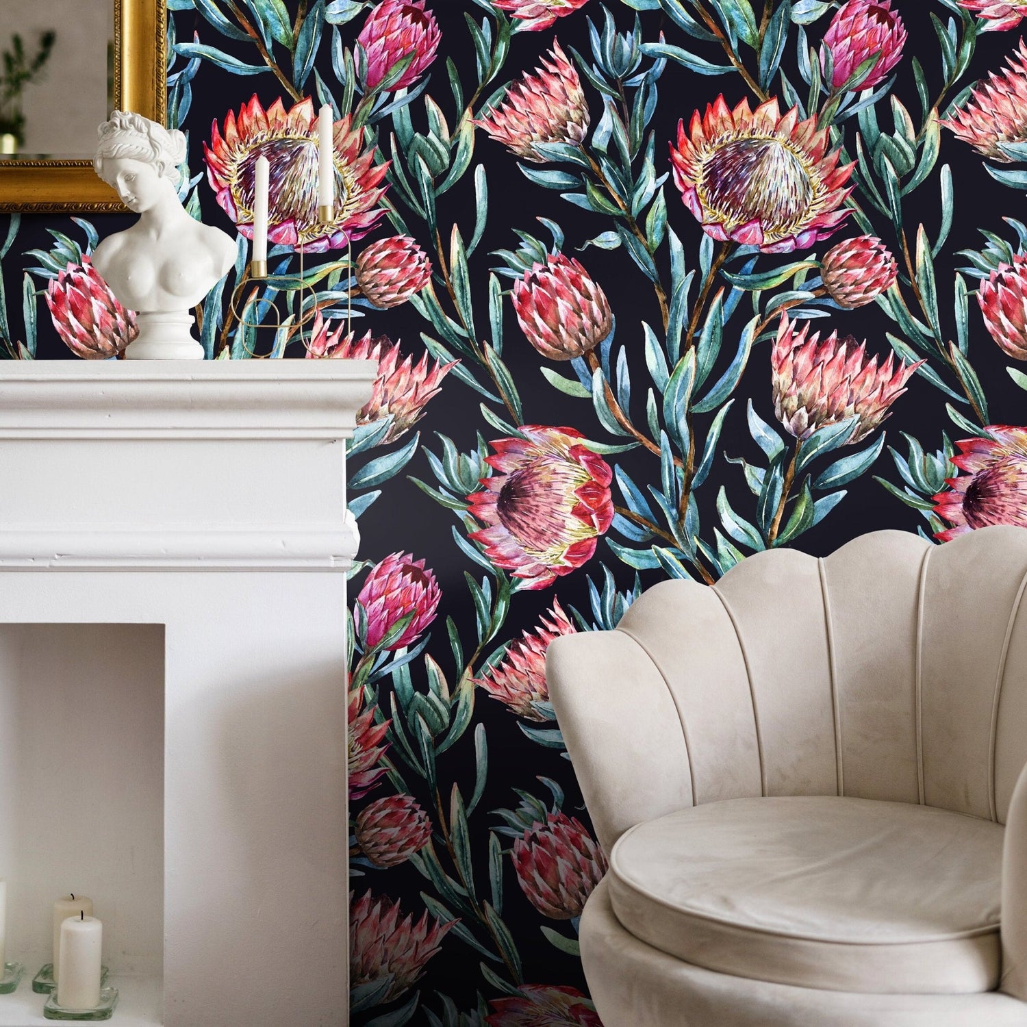 Floral Protea Elegance Wallpaper - A974 - WallTrend