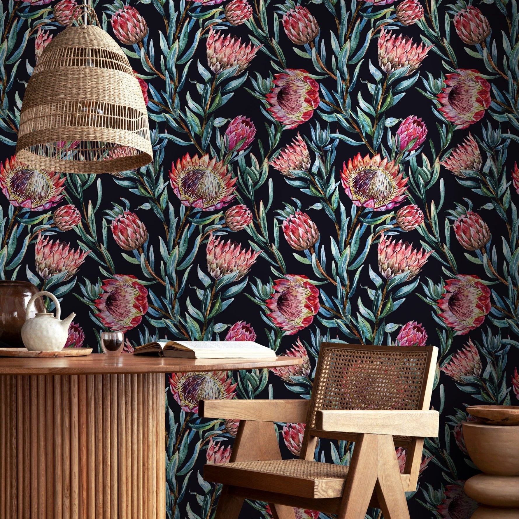 Floral Protea Elegance Wallpaper - A974 - WallTrend