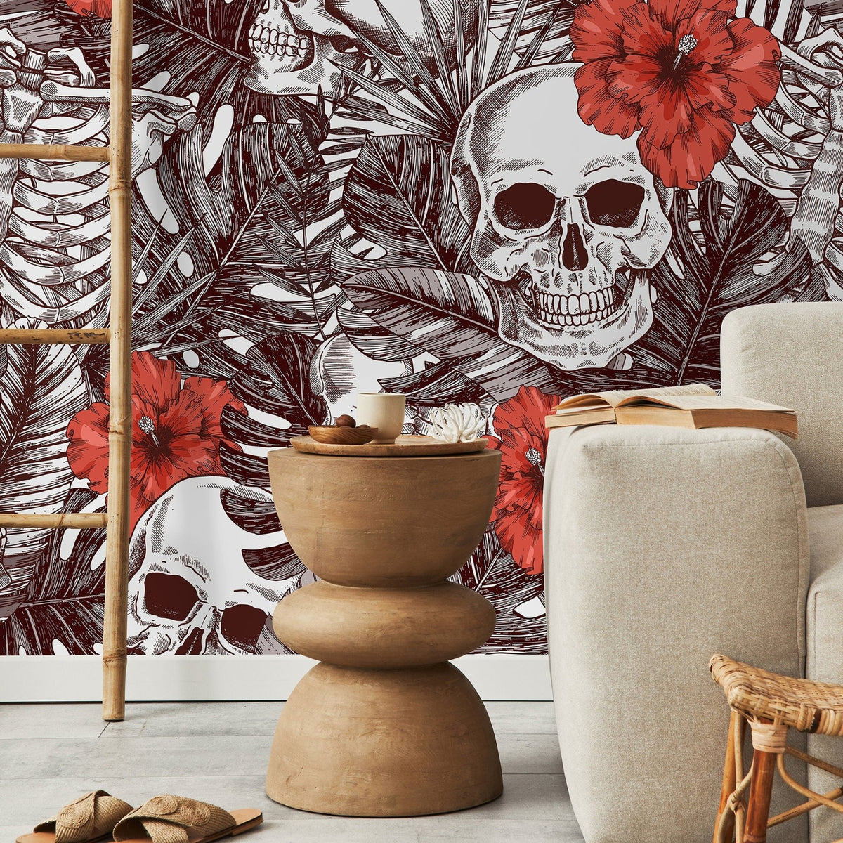 Floral Skeleton Dance Wallpaper - A445 - WallTrend