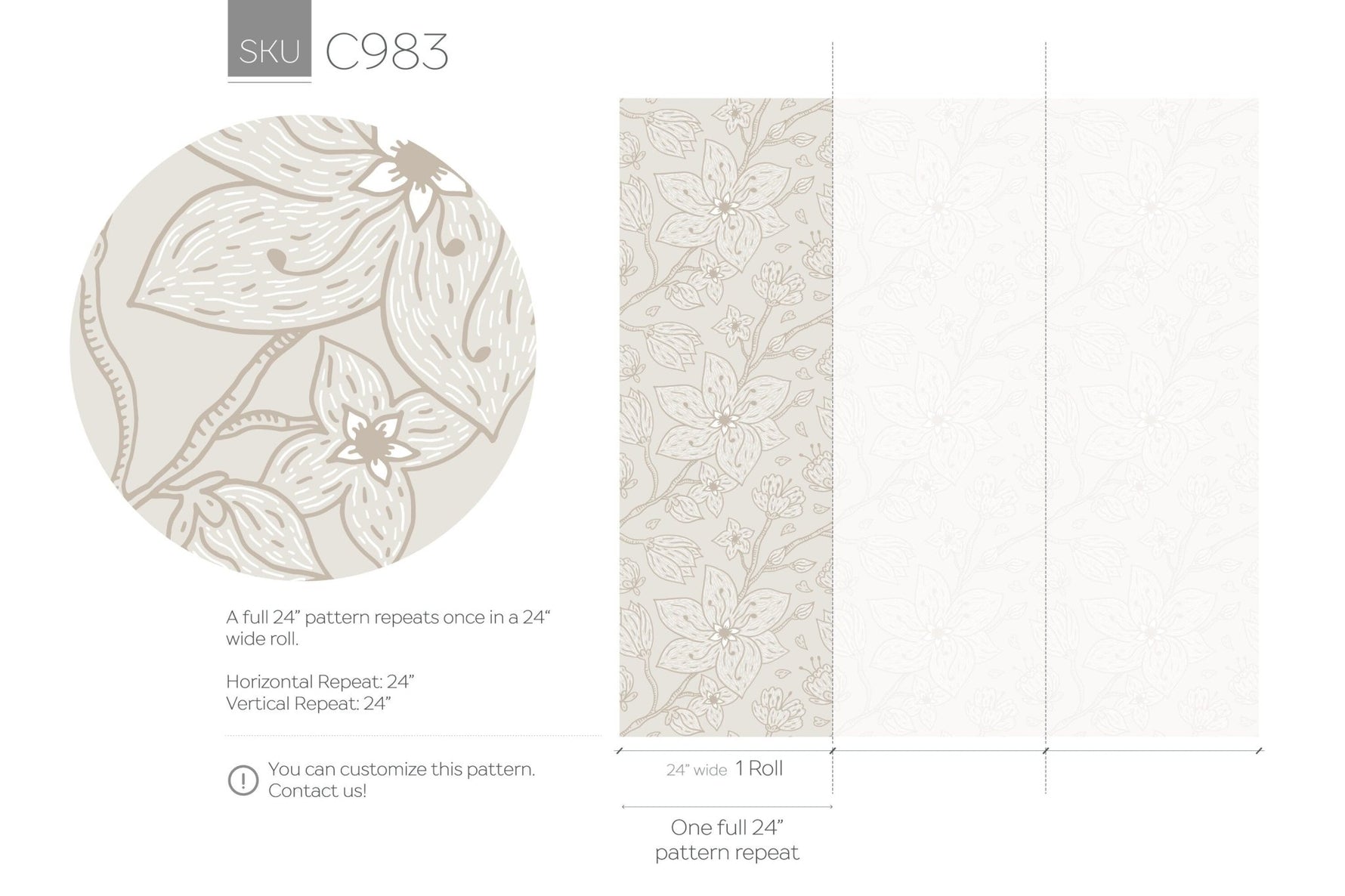 Floral Sketch Elegance Wallpaper - C983 - WallTrend