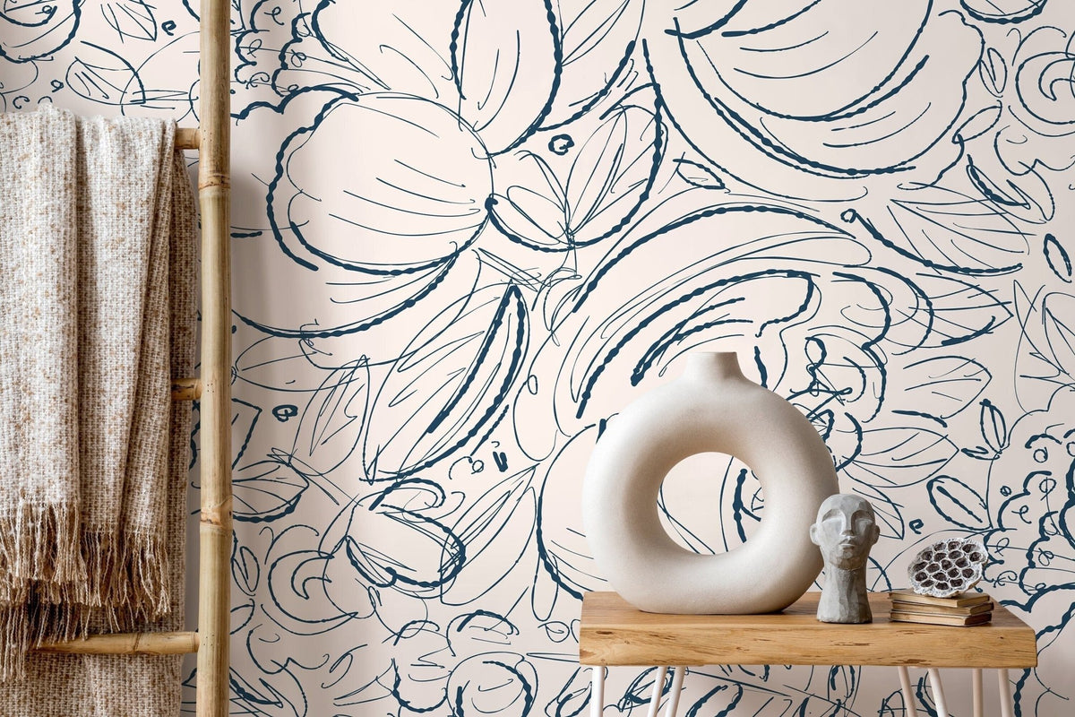 Floral Sketch Elegance Wallpaper - D054 - WallTrend