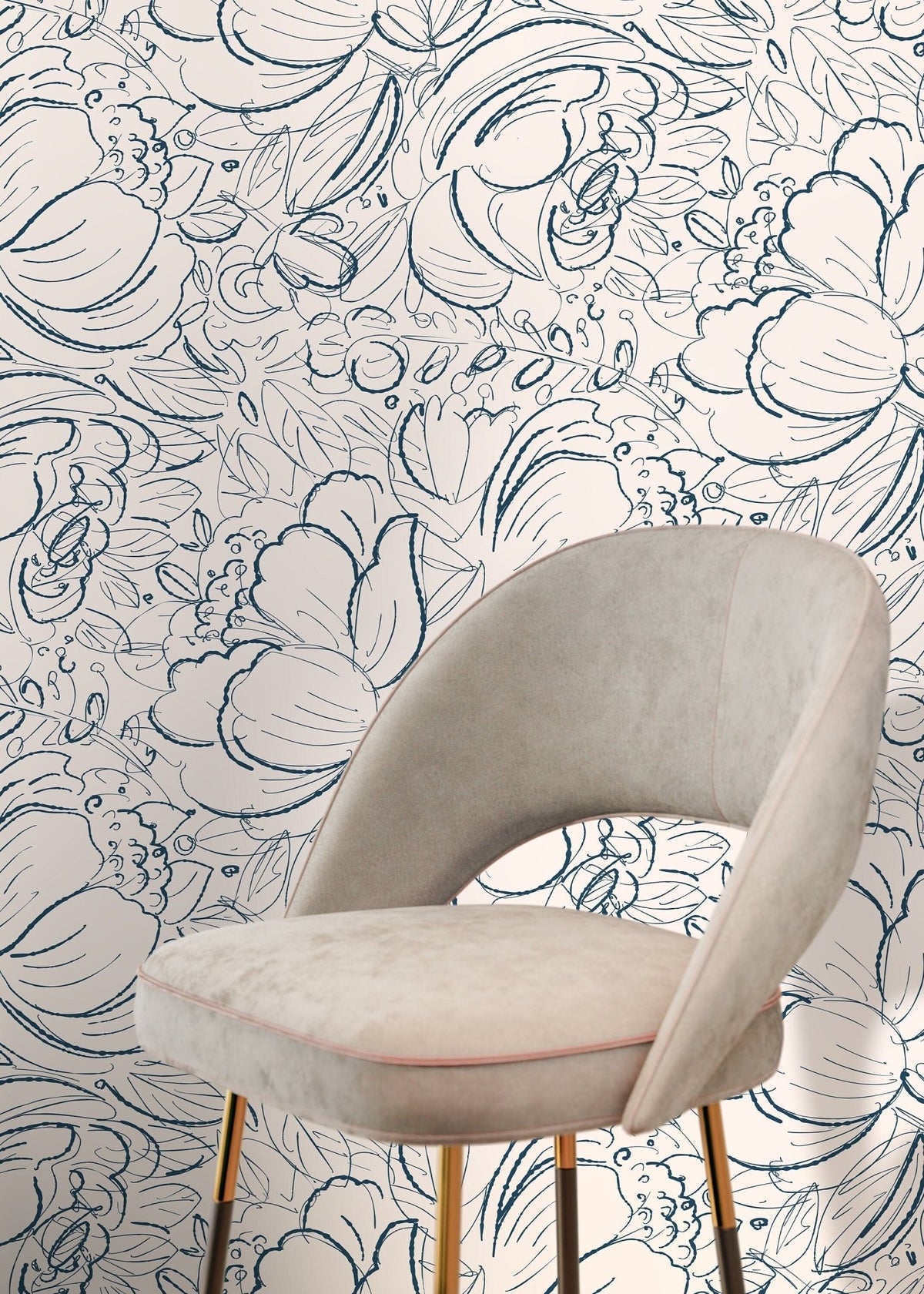 Floral Sketch Elegance Wallpaper - D054 - WallTrend