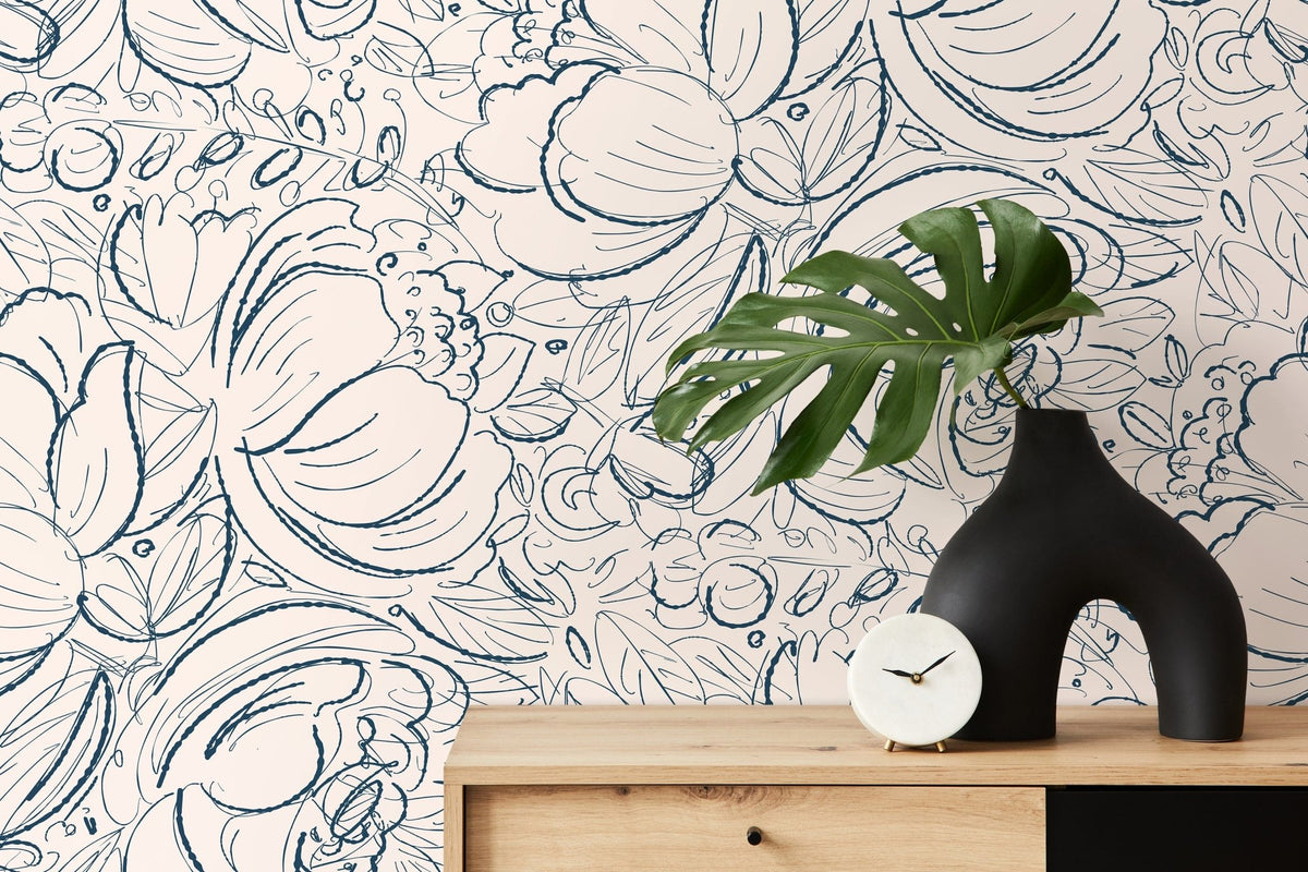 Floral Sketch Elegance Wallpaper - D054 - WallTrend