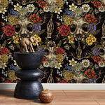 Floral Skull Gothic Wallpaper - D831 - WallTrend