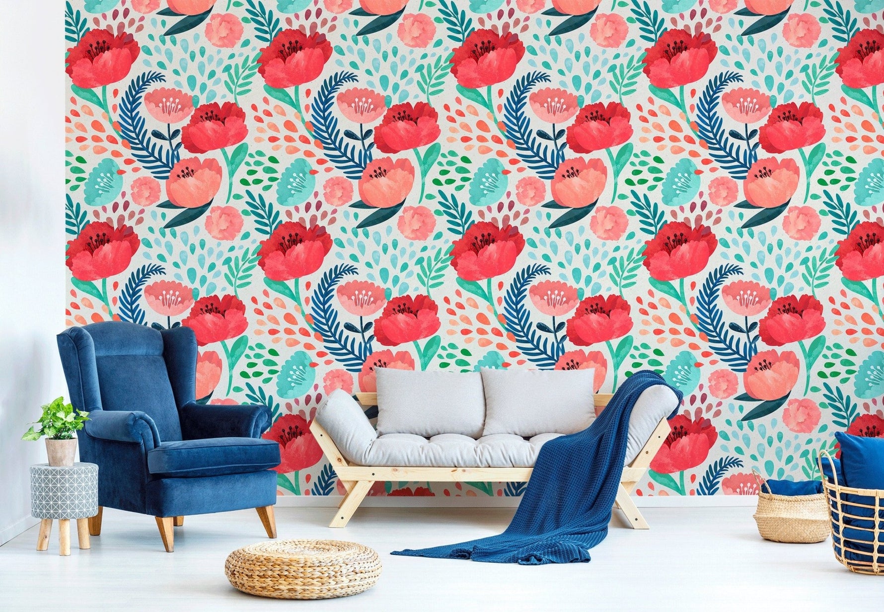 Floral Watercolor Delight Wallpaper - A187 - WallTrend