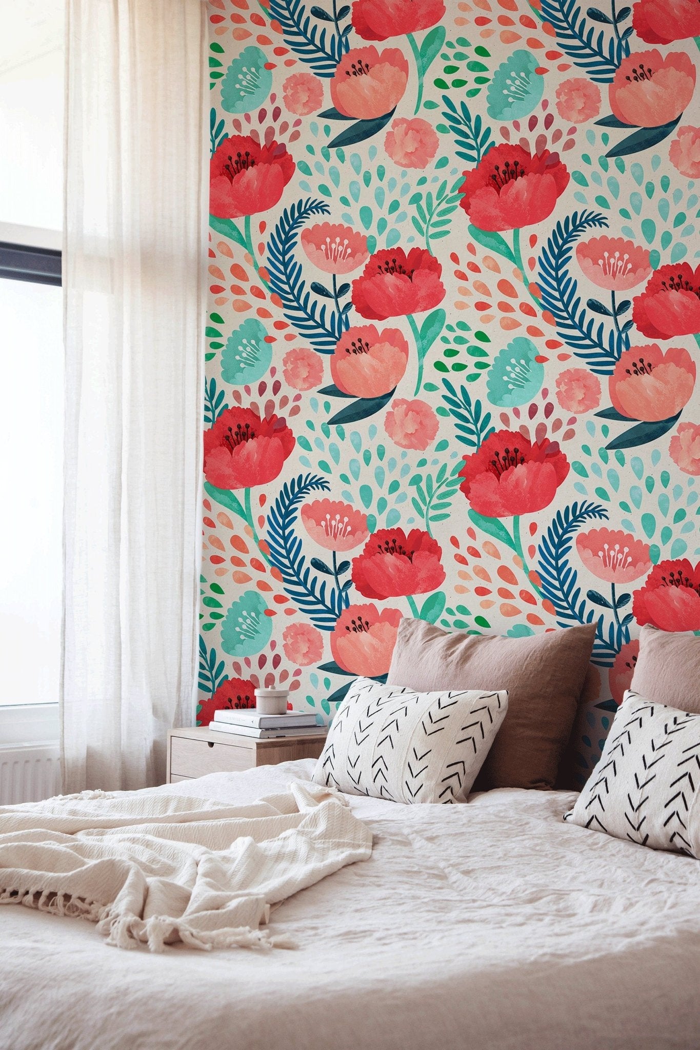 Floral Watercolor Delight Wallpaper - A187 - WallTrend