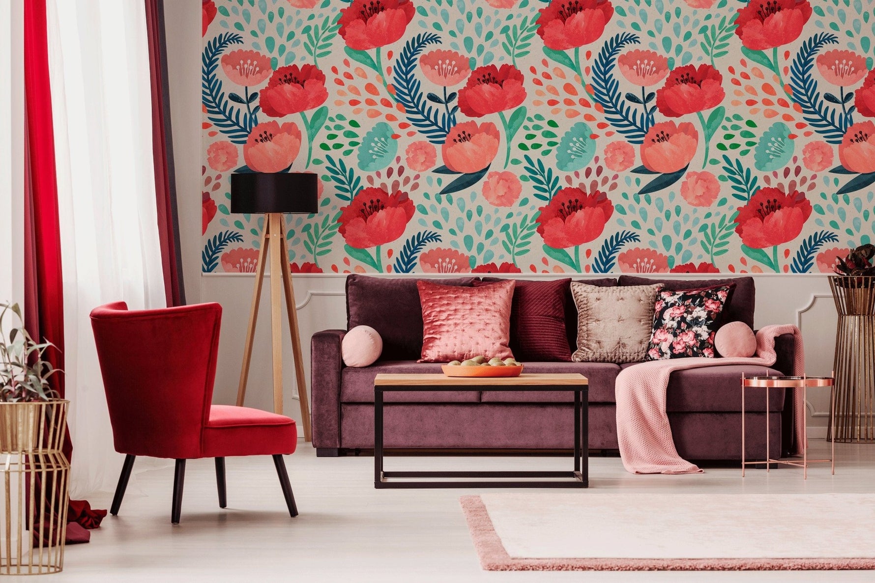 Floral Watercolor Delight Wallpaper - A187 - WallTrend