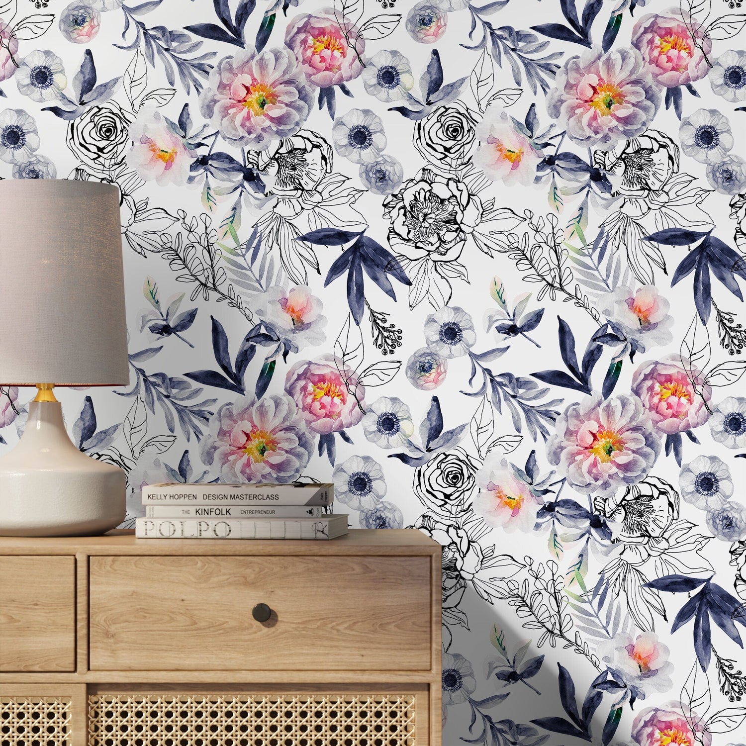 Floral Watercolor Wallpaper - A190 - WallTrend