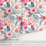 Floral Watercolor Wallpaper Nursery Flowers Wallpaper Peel and Stick Wallpaper Home Decor - A264 - WallTrend