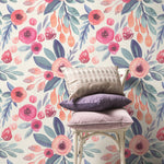 Floral Watercolor Wallpaper Nursery Flowers Wallpaper Peel and Stick Wallpaper Home Decor - A264 - WallTrend