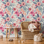 Floral Watercolor Wallpaper Nursery Flowers Wallpaper Peel and Stick Wallpaper Home Decor - A264 - WallTrend