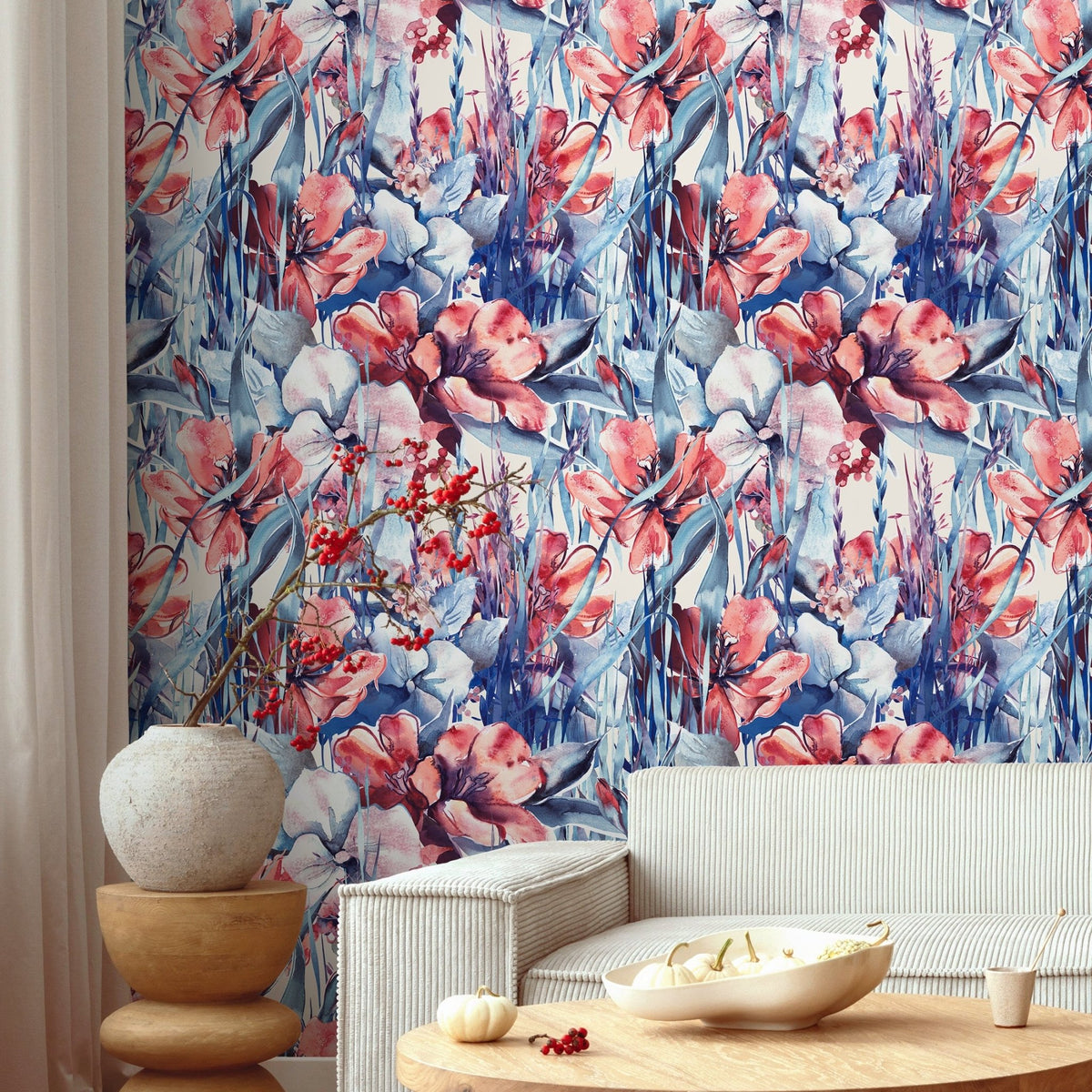 Flower Wallpaper - Removable Wallpaper Peel and Stick Wallpaper Wall Paper Wall Mural - B160 - WallTrend