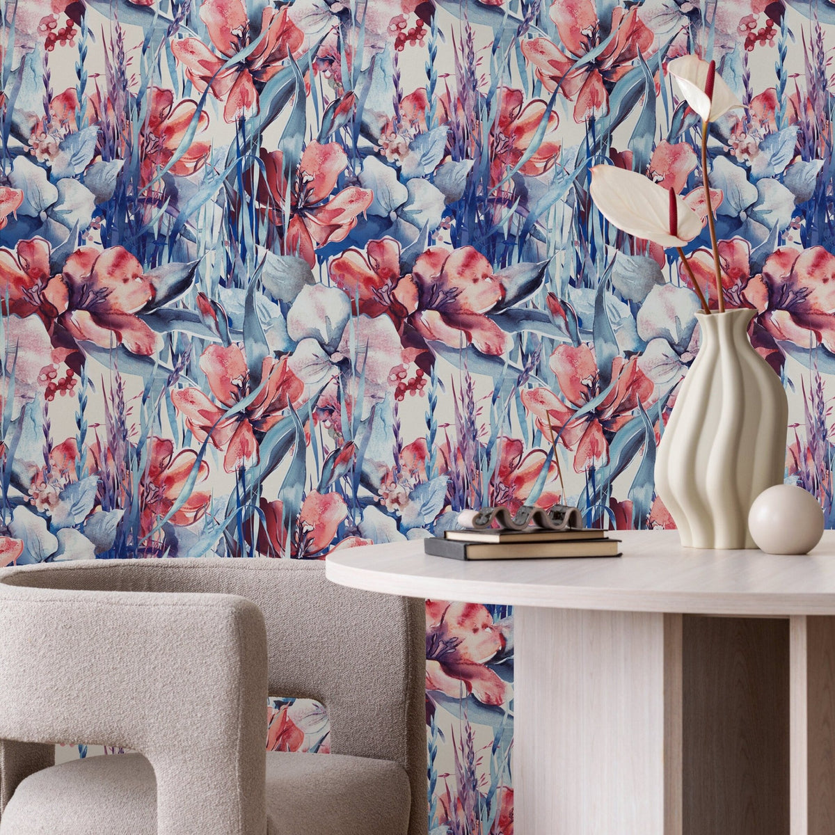Flower Wallpaper - Removable Wallpaper Peel and Stick Wallpaper Wall Paper Wall Mural - B160 - WallTrend