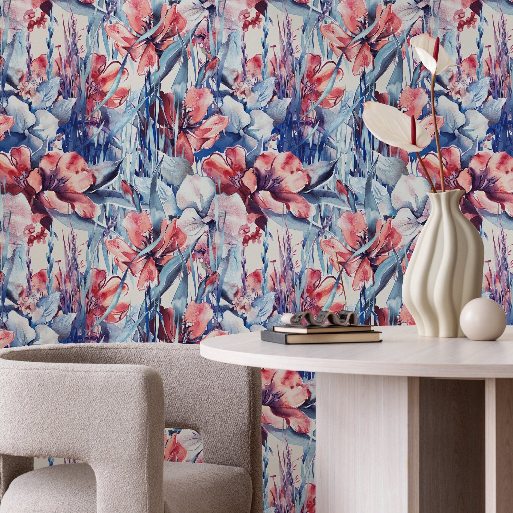 Flower Wallpaper - Removable Wallpaper Peel and Stick Wallpaper Wall Paper Wall Mural - B160 - WallTrend