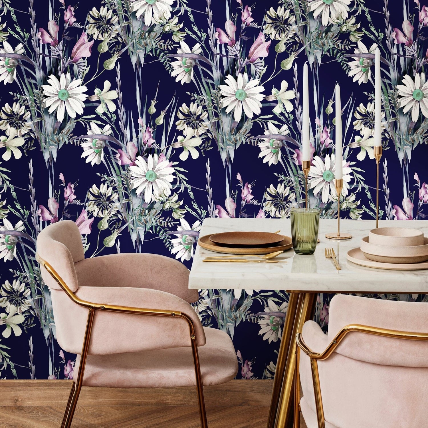 Flower Wallpaper - Removable Wallpaper Peel and Stick Wallpaper Wall Paper Wall Mural - B161 - WallTrend